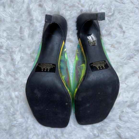 DKNY Iridescent Holographic Heeled Mulees - Picture 5 of 7